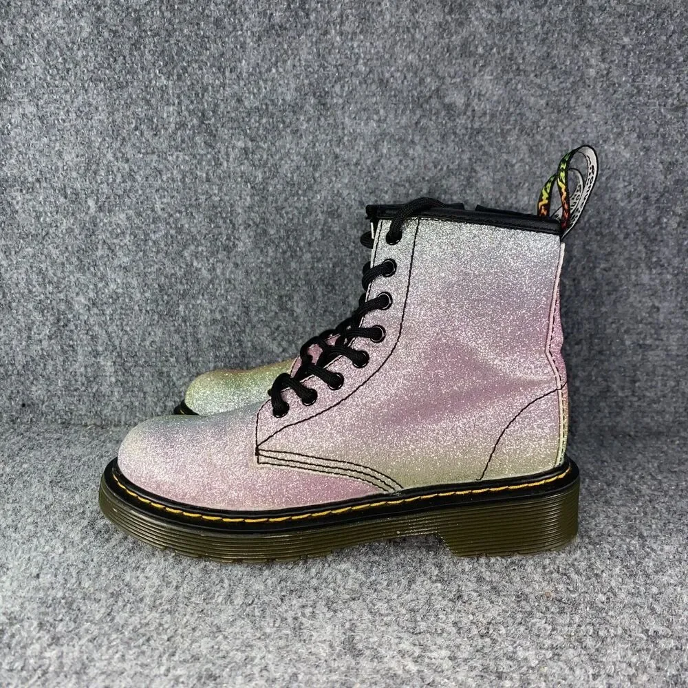 Dr. Martens Boots 1460 Girls 13 Pink Ombre Glitter Lace Up Combat Shoes - Picture 4 of 12